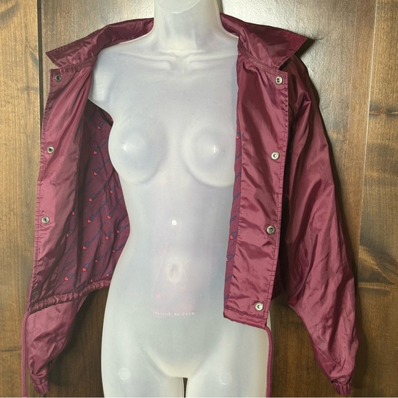 Vintage Champion Women's Burgundy Bomber Jacket size S oversized cropped - Picture 3 of 14